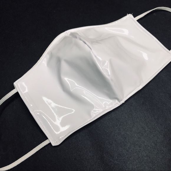 Handmade White Vinyl PVC Face Mask Wet Look Cosplay Costume Womens Mens Cyber - Picture 1 of 9